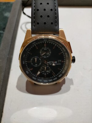 Sector 890 Uhr aus Stahl und Leder mit Chronograph, NEU! 