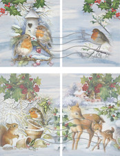 Christmas Robins Collage Sheet Supplies Scrapbook Junk Journal Card Toppers