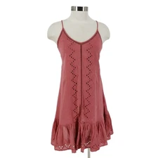 House Of Harlow 1960 Slip Dress Pink Eyelet Ruffle Sleeveless Sundress NWT XS