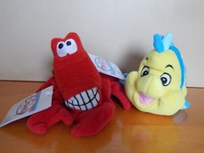 VTG 90s NWT Disney Store Flounder 7"  Sebastian 8" Mini Bean Bag Little Mermaid