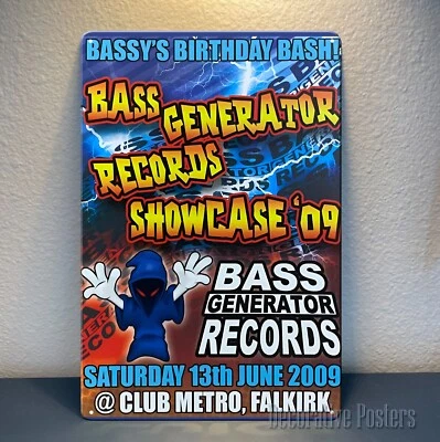 DECORATIVE-POSTERS Bassy's Birthday Bash Rave Flyer Club Metro 2009 Metal Poster Size:20x30cm