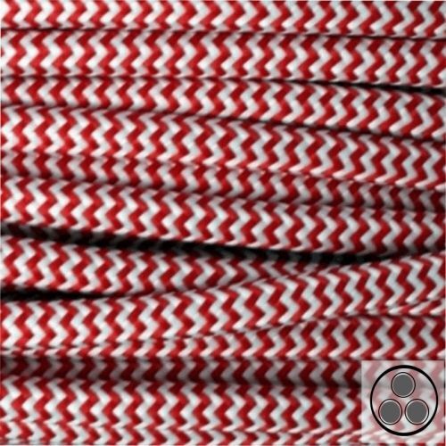 Textilkabel Neon Rot/Schwarz Zick-Zack – 3-adrig, 3x0,75 Mm² – Stoffkabel Für Lampen & Dekoration