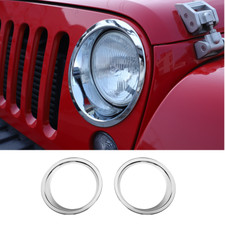 Chrome Headlight Lamp Cover Trim Bezels For Jeep Wrangler Jk 2007-17 Accessories