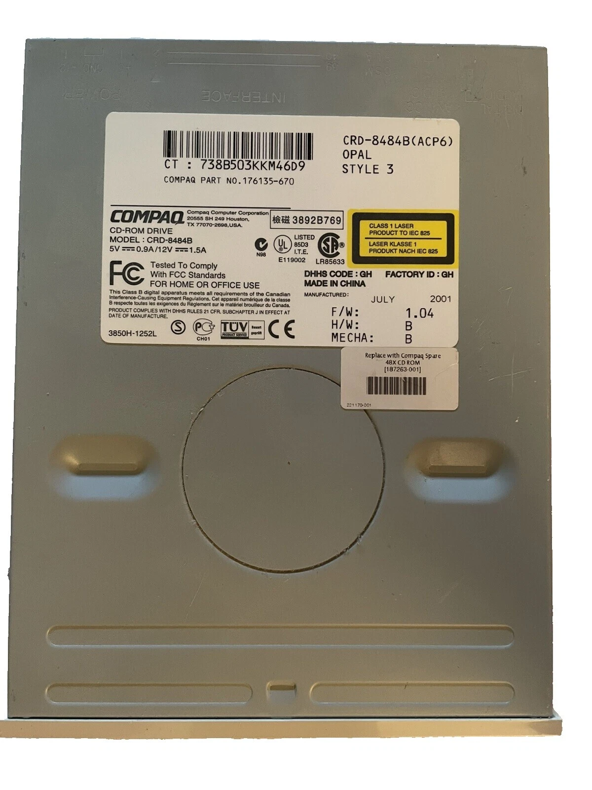 Escritorio interno Compaq CD, DVD y Blu-ray