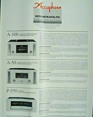 ACCUPHASE GESAMTKATALOG,6 SEITEN,A 100,50,P 550,360,350,C 290,260,F 25,G 18,USW.