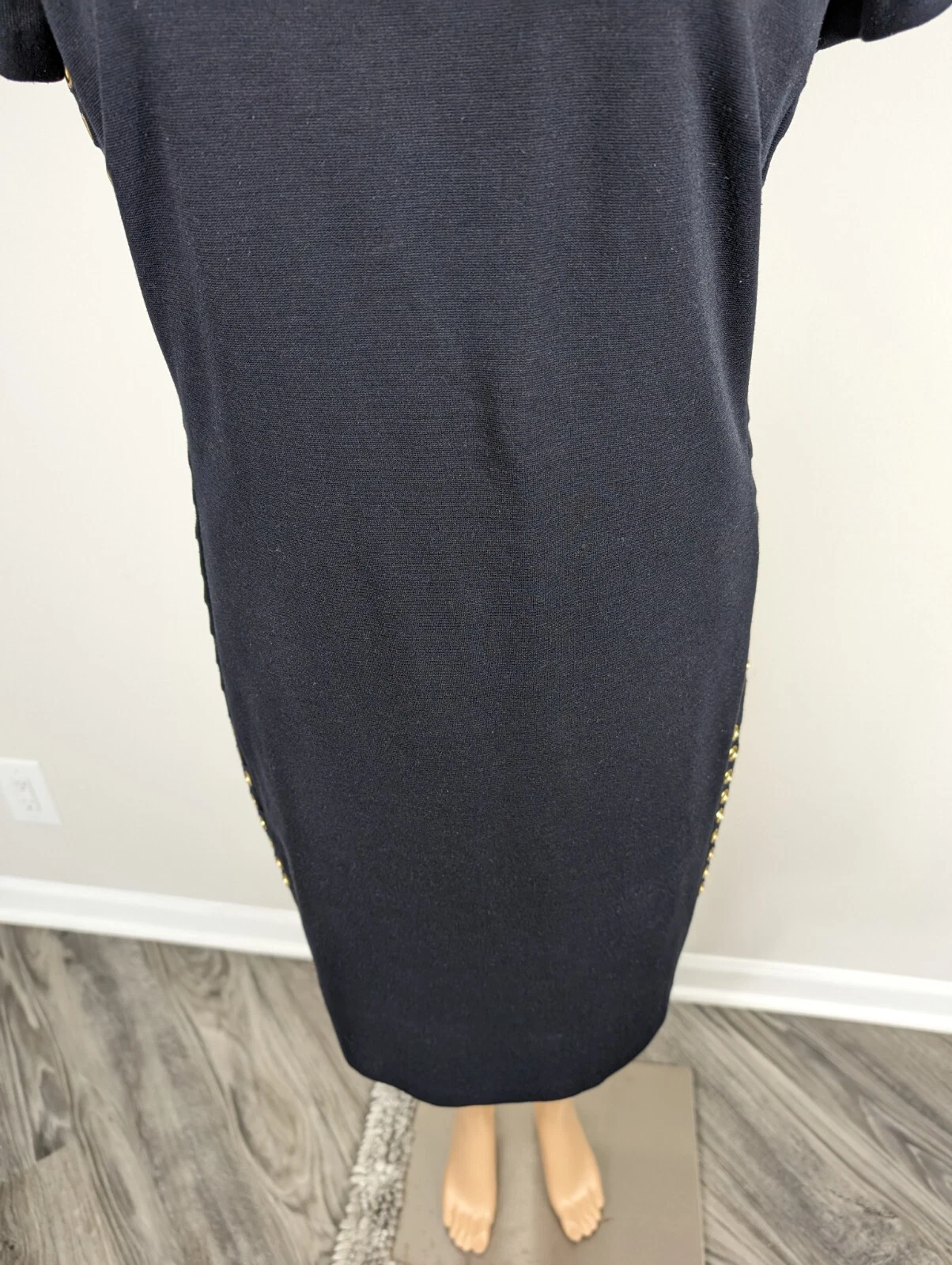 Abito a turni Michael Kors blu scuro borchie a maniche corte taglia M