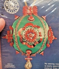 Walco CRESCENT CRESCENDO Boxed Sequin Bead Vintage MCM Christmas Ornament Kit