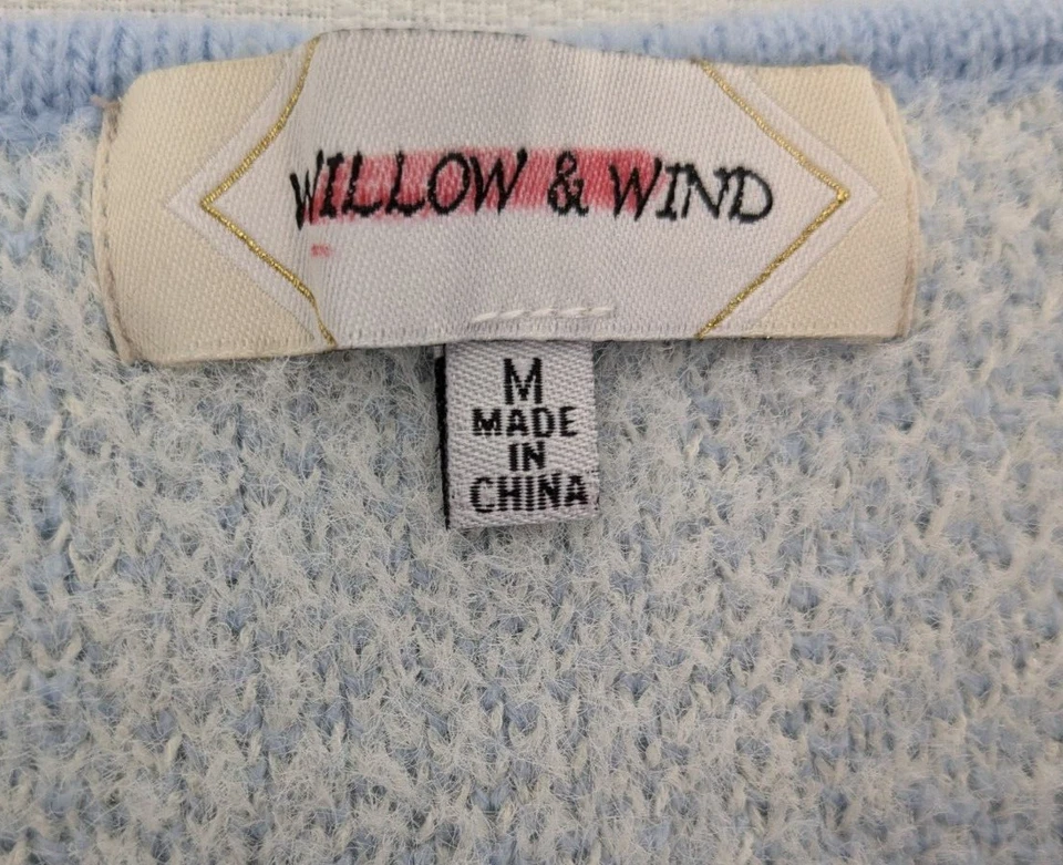 Camisa sin mangas Willow & Wind para mujer a cuadros de punto difuso talla mediana azul blanco Foto 3 de 4