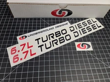 6.7L Turbo Diesel Decals (2pk) Hood Fender Stickers Fits 2007-2025 Dodge Ram I6