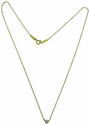 Tiffany Elsa Peretti .17 Carat Diamond By The Yard Solitaire 18K Necklace