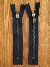 YKK Navy Blue 560 Zipper, Antique Nickel Teeth, 6" - 3 zippers