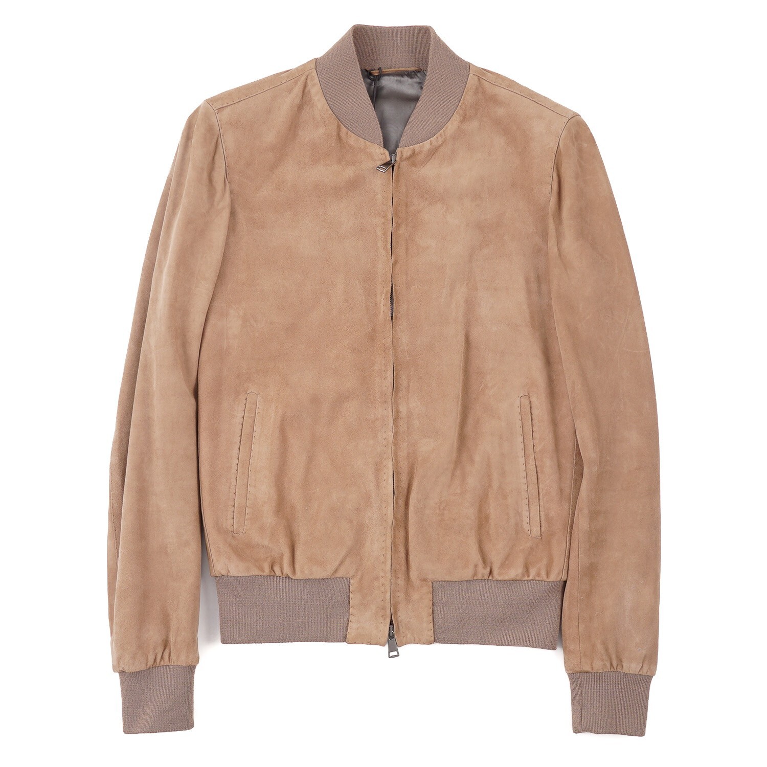 Rifugio Napoli Light Brown Soft Nappa Suede Leather Bomber Jacket XS (Eu 44) NWT