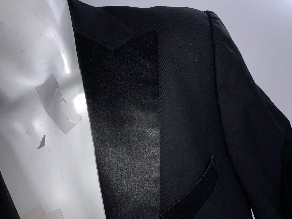 Chaqueta de Esmoquin Savile Row 40R a Medida Lana Negra 2B 2V Func Puños Como Nueva YGI H3-25 Foto 3 de 4