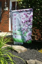 Welcome Garden Flag Pink Dogwood Tree Double Sided Yard Banner Decor Flag Emotes