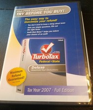 SEALED TURBO TAX YEAR 2007 INTUIT DELUXE FULL EDITION CD SOFTWARE FEDERAL STATE  