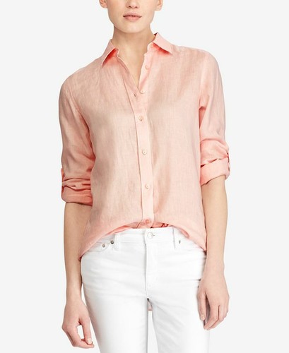 front Pink Linen Shirt size 
