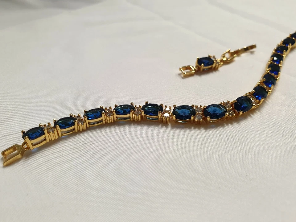 Pulsera de zafiro azul y diamante creado viene bellamente en caja de regalo post gratuito Foto 4 de 4