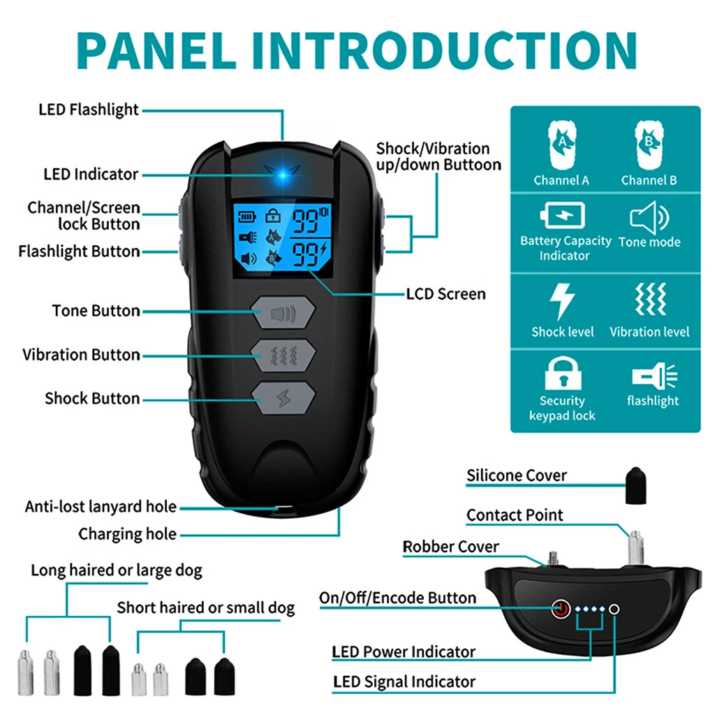 Pet Dog Rechargeable Electric Training Collar Shock Anti Bark