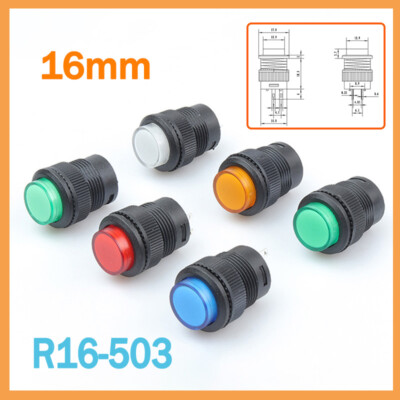 Druck Taster Knopf Schalter Push Button Switch Hupe Ø16mm 2 4 PIN 3A 250V OFF/ON