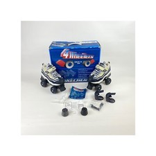 Skechers 4 Wheelers FreeRider Quad Skates Girls Sz 4 Glitter Navy Grey Suede