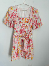 ELIZA J Floral Eyelet Square Neckline Puff Sleeve Mini Dress Size 6