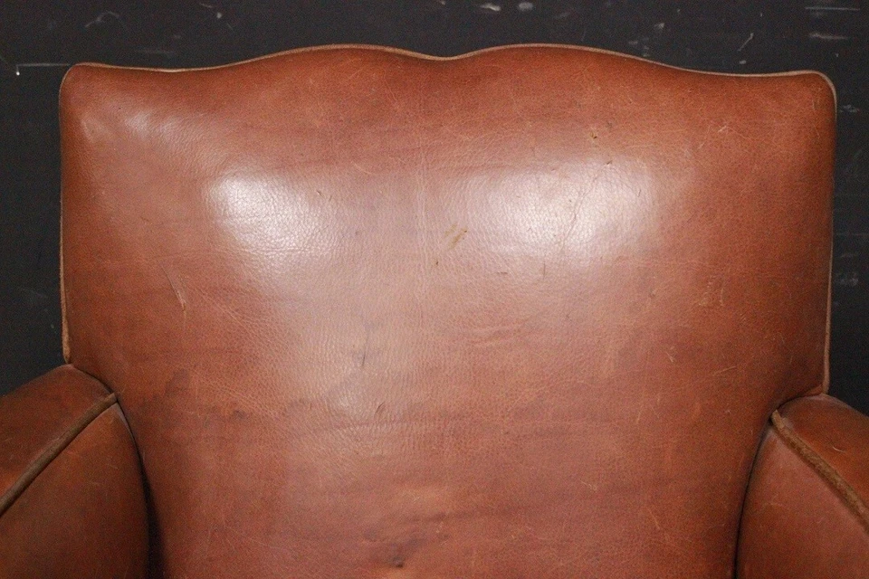 Splendida poltrona provenienza Inghilterra UK bergere pelle marrone chiaro - Immagine 2 di 4