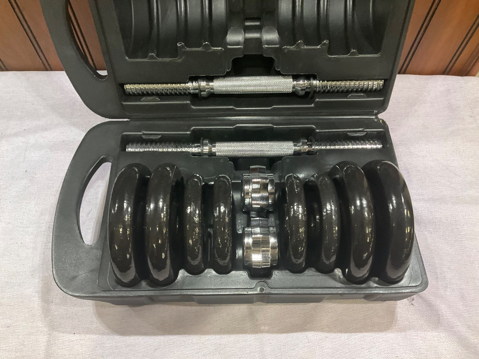 CAP Barbell 30 Pound adjustable Cast iron Dumbbell set with case