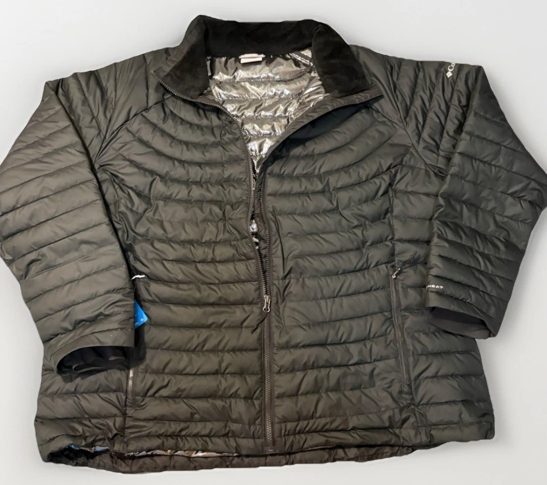 Columbia Men’s 3X Powder Lite Il Hooded Jacket Omni Heat Zip Pocket Puffer DIRTY