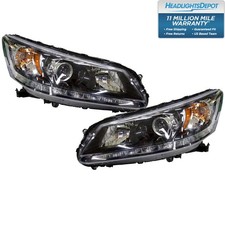 Headlights Wled Drl Halogen Capa Left Right Pair For 2013-2015 Honda Accord