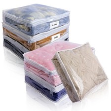 Clear Zippered Storage Bags Plastic Sweater Storage Bags with Zipper 6 Packs ...
