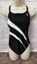 TYR Alliance Team Lightening Diamondback Black White One Piece Swimsuit Sz 38