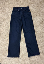 ZARA Women  s Black High Rise Straight Leg Dark Wash 5-Pocket Jeans Size 4