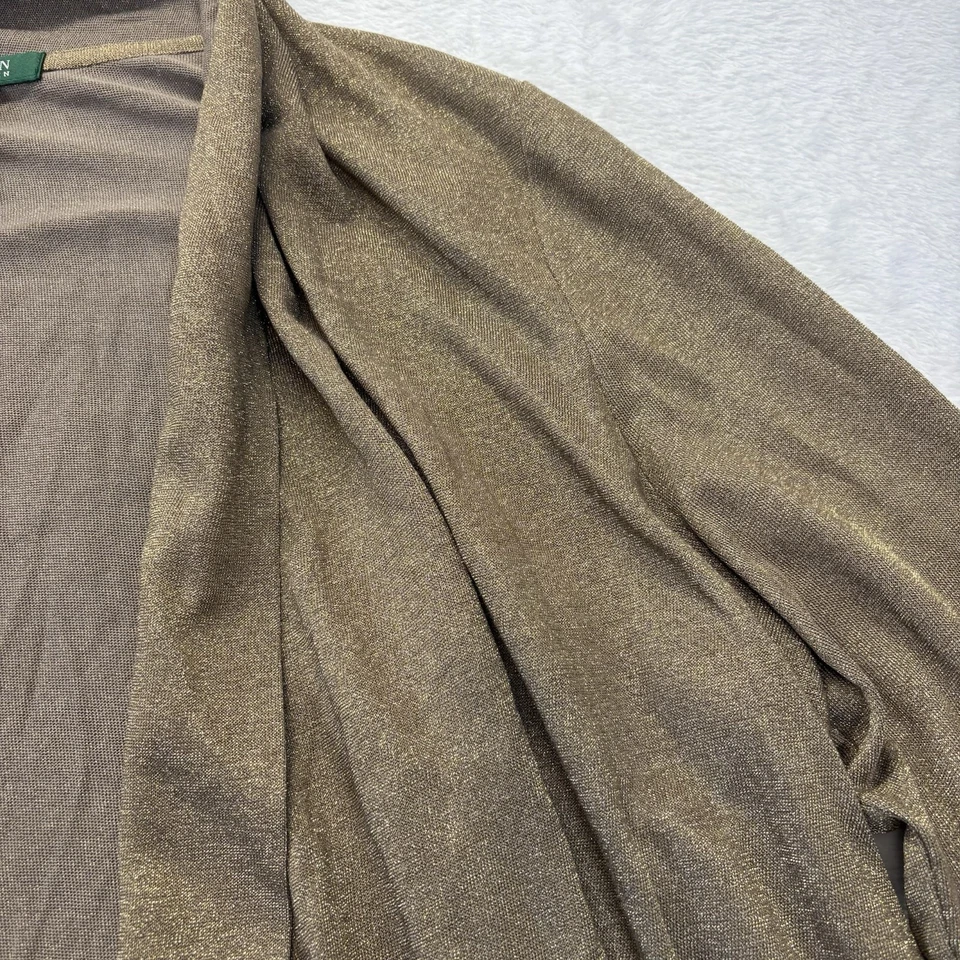 Кардиган женский Lauren Ralph Lauren 1X металлик золото водопад открытый передний - Изображение 2 из 4