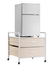 Mini Fridge Stand with Storage 176 lbs White Mini Fridge Table 2 Drawers