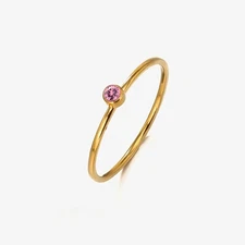 Waterproof gold plated stainless steel CZ Birthstone Ring October