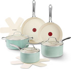 Inspire Nonstick Ceramic Cookware Set 10-Piece Oven Safe to 500°F Mint Green