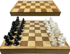 OBO♟️✨Travel Portable WOODEN CHESS SET FOLDING BOARD BLACK WHITE PIECES COMPLETE