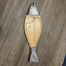 Winsome Wood Salmon Charcuterie Board Aluminum & Beechwood  26”x7” Unique