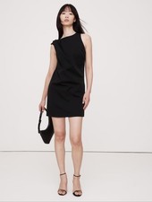 Banana Republic black Tech-Stretch Draped Shift Dress NWT 6P petite