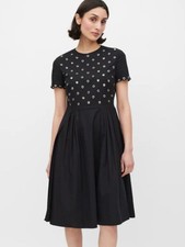 Red Valentino Dress Women's Size 42 Black & Silver Grommet A-Line