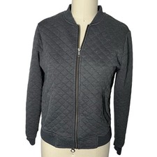 Marine Layer Grey Quilted Zip Up Sweater Size Medium