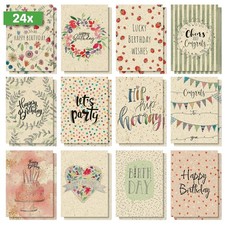 Geburtstagskarten Set 24 St&uuml;ck A6 "Happy Grassy Birthday" SIGEL DS702