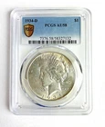 1934 D Peace Dollar PCGS AU 58 with minor toning
