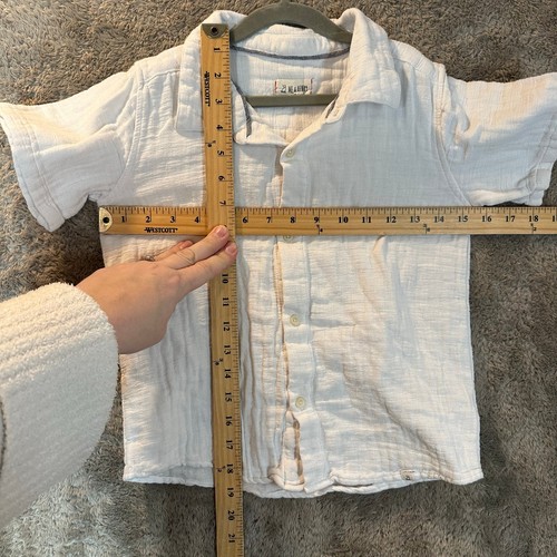 Me & Henry Short Sleeve Button Down Shirt Boys 8 9 White Muslin Cotton - Picture 5 of 8
