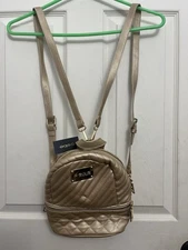 NWT Bebe Womens Danielle Mini Multi Quilt Backpack Gold
