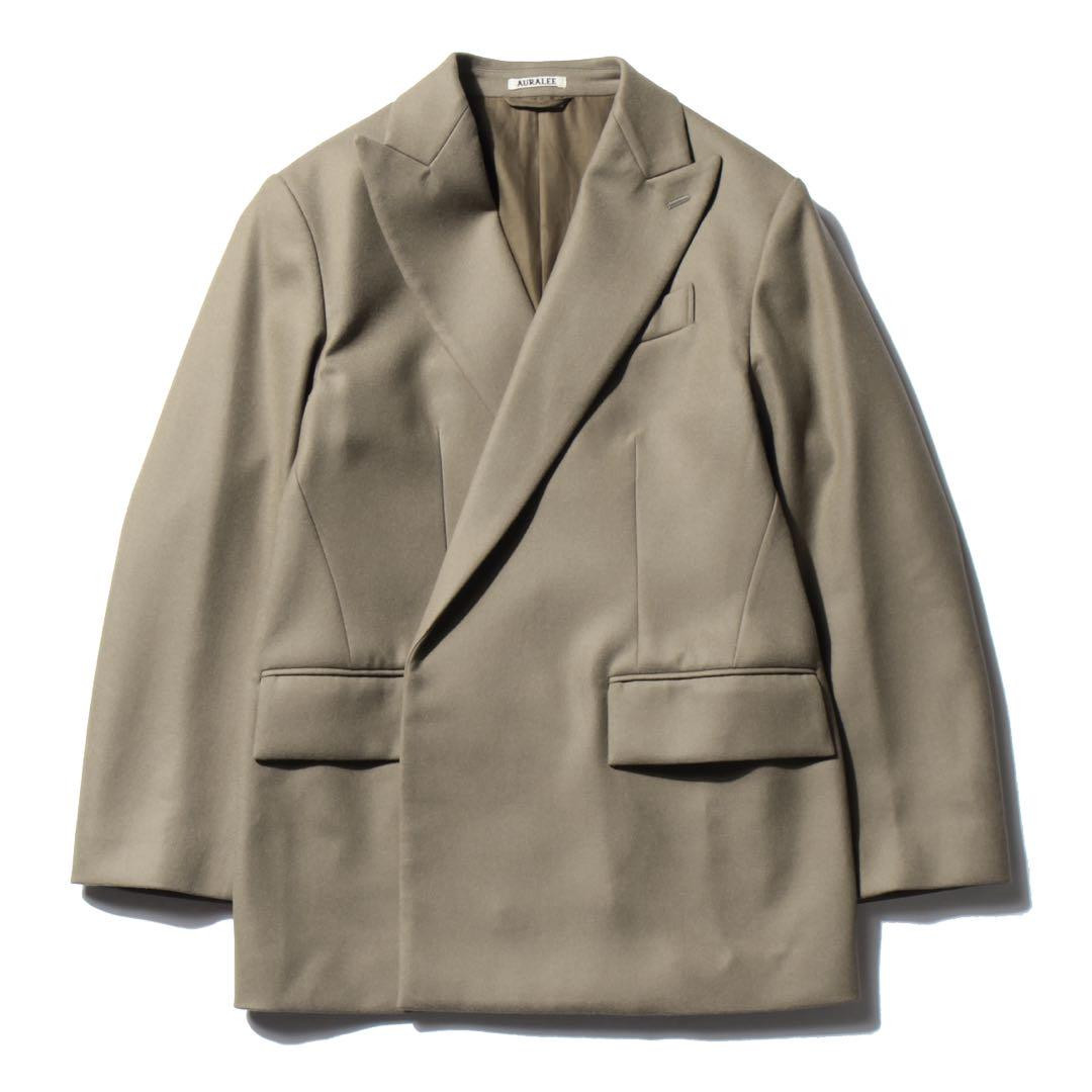 Auralee Light Melton Double Breasted Jacket Gray Beige Men Auralee Light Melton Double Breasted Jacket Gray Beige Men