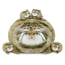 Pallas Cat Plush, Steppe Cat Stuffed Animals Plushie with 4 Cute Babies Cat P...