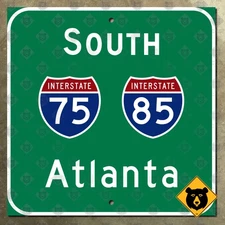 Interstate 75/85 south Atlanta Georgia highway road sign 1990 freeway 16x16