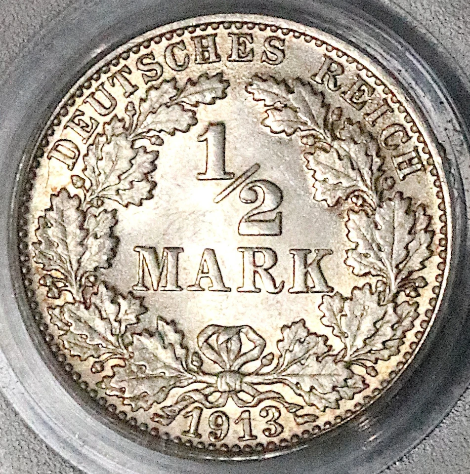 1913-F PCGS MS 65 Germany Silver 1/2 Mark Gem BU Stuttgart Mint Coin (25112401C) - Image 2 of 4