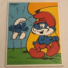 Vintage Playskool 1982 Smurfs Good News Puzzle For Preschoolers